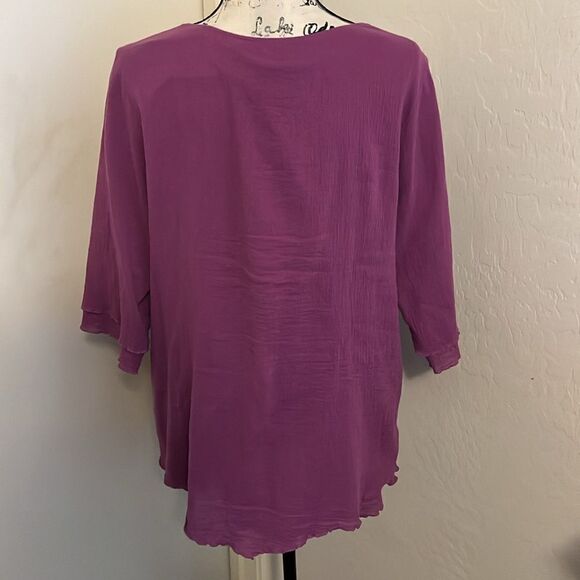Soft Surroundings Boho Purple Ruffle Hem Tunic Top Casual Feminine Contemporary - Picture 3 of 11